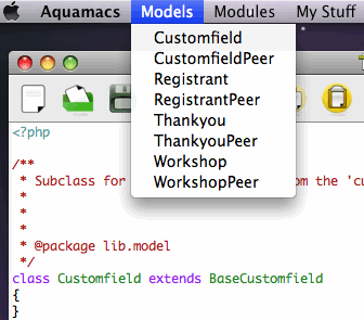 lib/models in an emacs menu
