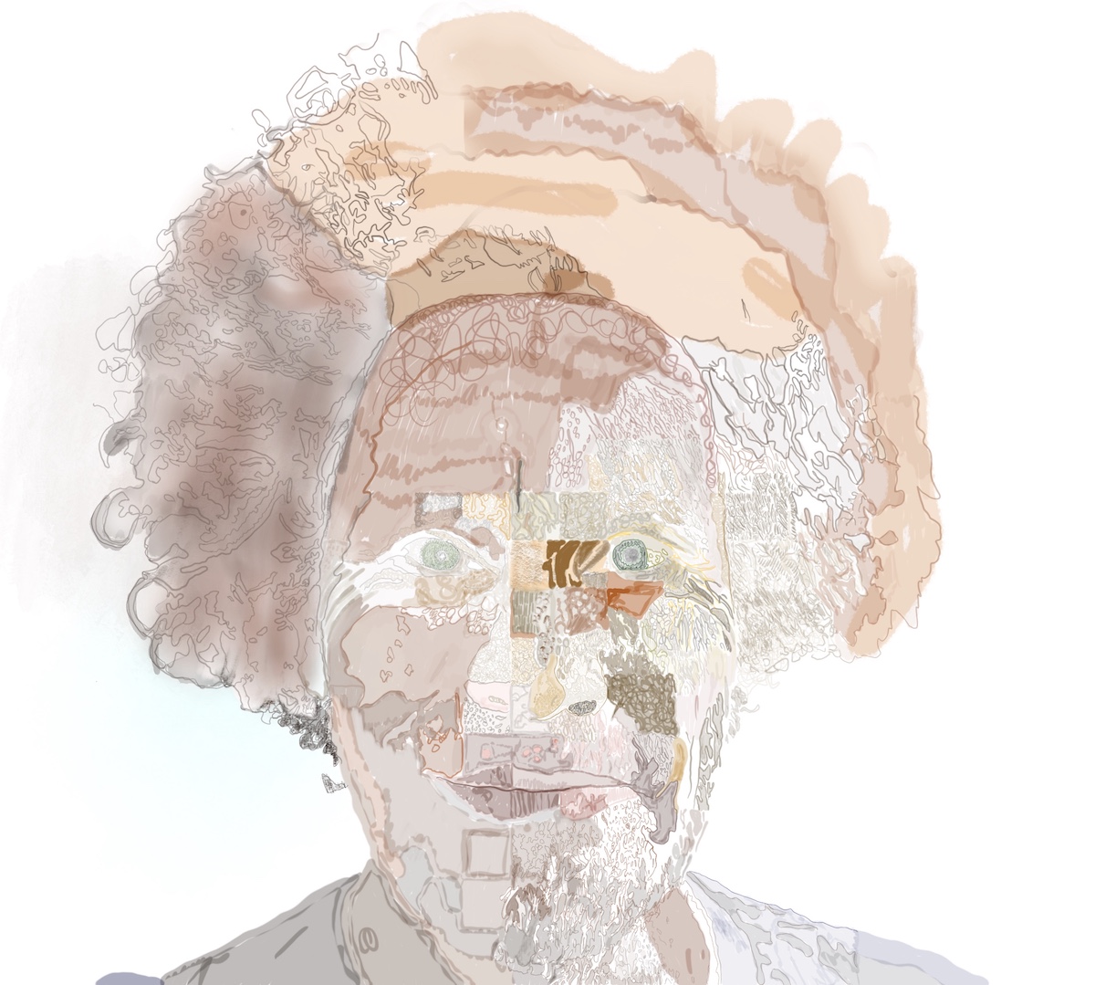 Michael Tarnoff self-portrait in the style of Chuck Close